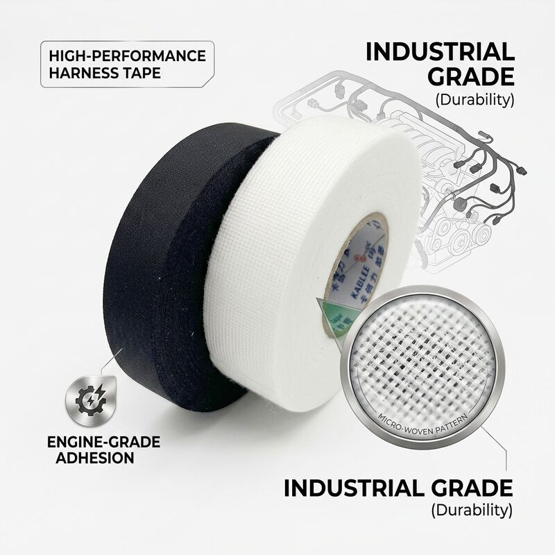 Băng vải chống mài mòn T01 Kablee 0.25mm cho dây đai ô tô, cuộn 25m màu đen cam