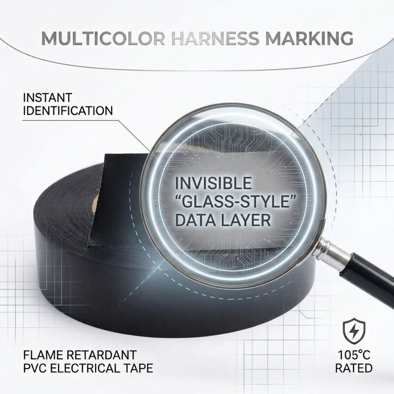 0.1mm Black Insulation PVC Tape No Residue for Automotive Wire Harness Wrapping
